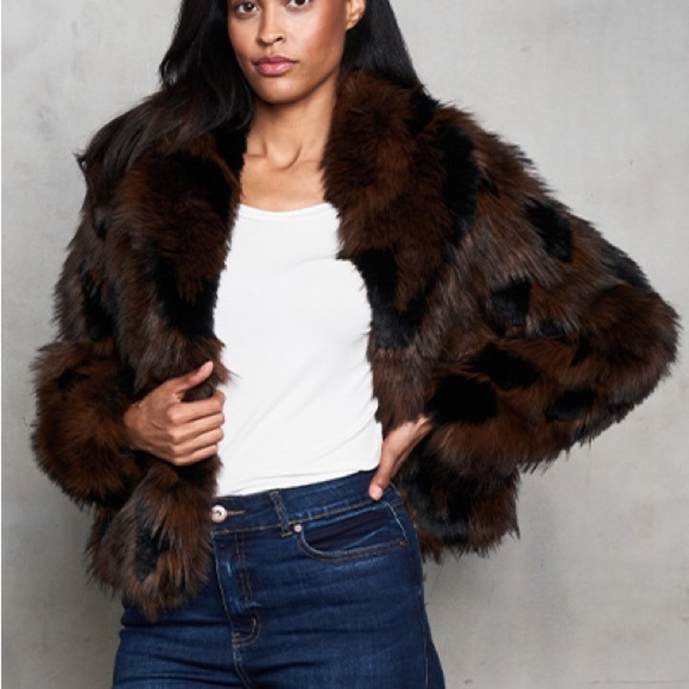 Elegant Faux Fur Teddy Jacket - Dark Brown